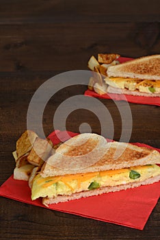 Top view omelette sandwich