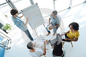 Top view of an ongoing teambuilding seminar