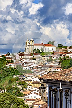 Top view oof the historic Ouro Preto city