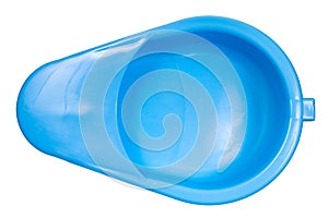 Top view of open blue fracture bedpan isolated