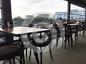 Top View open Restaurant with table