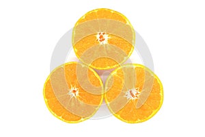 Top view Orange fruit slice isolated on white background