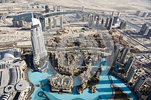 Top view over Dubai from Burj Khalifa skyscraper