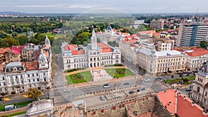 Top view over historic city center of Arad, Romania