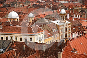 Top view over the historical buildings in Brasov - Romania