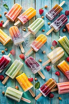 Top view over ice cream pop stickles