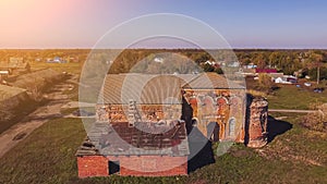 Top view over the old ruined temple church