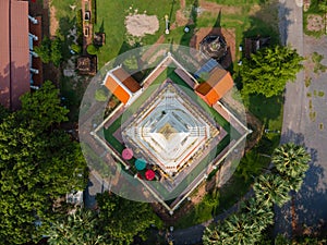 Top view Pagoda of Wat Phra That Bang Phuan is the old temple in Nongkhai of Thailand