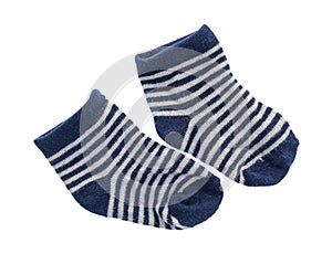 Blue and white striped baby socks