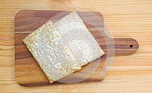 Top View a Pair of Fresh Tempeh for the Concept of Whole Foods Plant-based Diet