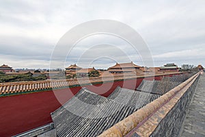 Top view of palace building of Forbidden city