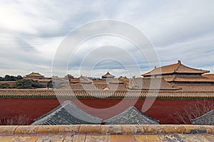 Top view of palace building of Forbidden city