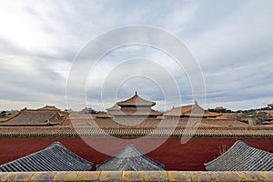 Top view of palace building of Forbidden city