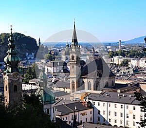 top view of the panorama of the city of Salzburg photo