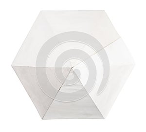 top view of paper hexagonal pyramid isolated