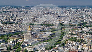 Top view of Paris skyline from observation deck of Montparnasse tower timelapse. Main landmarks of european megapolis