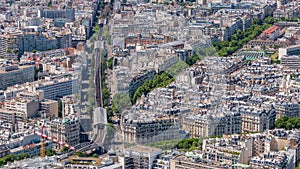 Top view of Paris skyline from observation deck of Montparnasse tower timelapse. Main landmarks of european megapolis