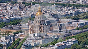 Top view of Paris skyline from observation deck of Montparnasse tower timelapse. Main landmarks of european megapolis