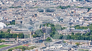 Top view of Paris skyline from observation deck of Montparnasse tower timelapse. Paris, France