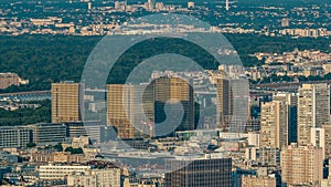 Top view of Paris skyline from observation deck of Montparnasse tower timelapse. Paris, France