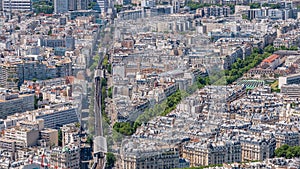 Top view of Paris skyline from observation deck of Montparnasse tower timelapse. Paris, France