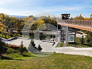 Top view of the park of the city of Cherkessk in Karachay-Cherkessia