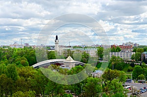 Top view of Park of Culture and Rest named after Frunze, summer amphitheater, Vitebsk, Belarus