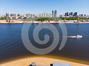 Top view of the park Severnoye Tushino in Moscow, Russia.