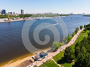 Top view of the park Severnoye Tushino in Moscow, Russia.