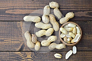 Top view of peanuts in the bowl