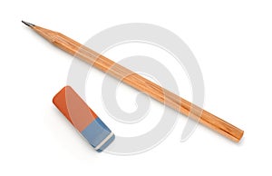 Top view of pencil and eraser