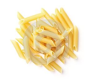 Top view of  penne lisce pasta