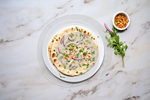 top view of peshwari naan on marble surface photo