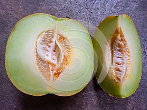 Top view photo of sliced melon