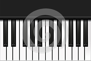 Top view of piano keyboard in realistic style. Two octaves. Vector illustration.