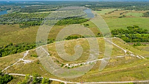 Top view of a picturesque view from a drone of the Mayatskaya fortress