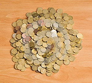 Top view of pile of coins