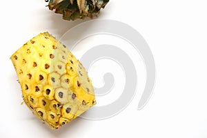 Top view of pineapple slice isolated on white