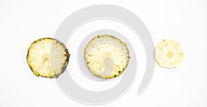 Top view of pineapple slice isolated on white