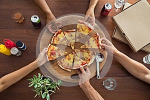 Top view of pizza party