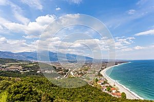 Top view on Platamon village from fortress wall