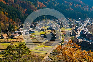 Top view point of shirakawago village in autumn.