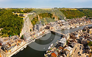 Top view of Pont Charles de Gaulle bridge over Meuse river in Dinant photo