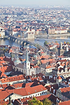 Top view of Prague city