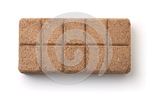 Top view of pressed coconut peat briquette