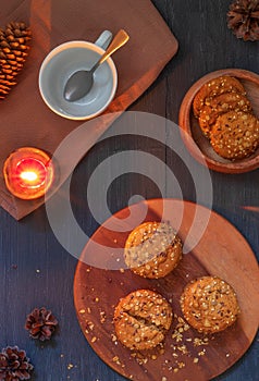 Top view of the process of preparing a quick and healthy breakfast