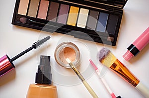 Top view of professional cosmetics for make up
