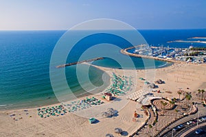 Top view of the promenade of tel Aviv