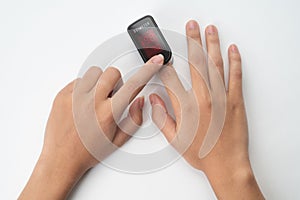 Top view of Pulse Oximeter, finger digital device to measure person's oxygen saturation