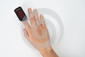 Top view of Pulse Oximeter, finger digital device to measure person's oxygen saturation
